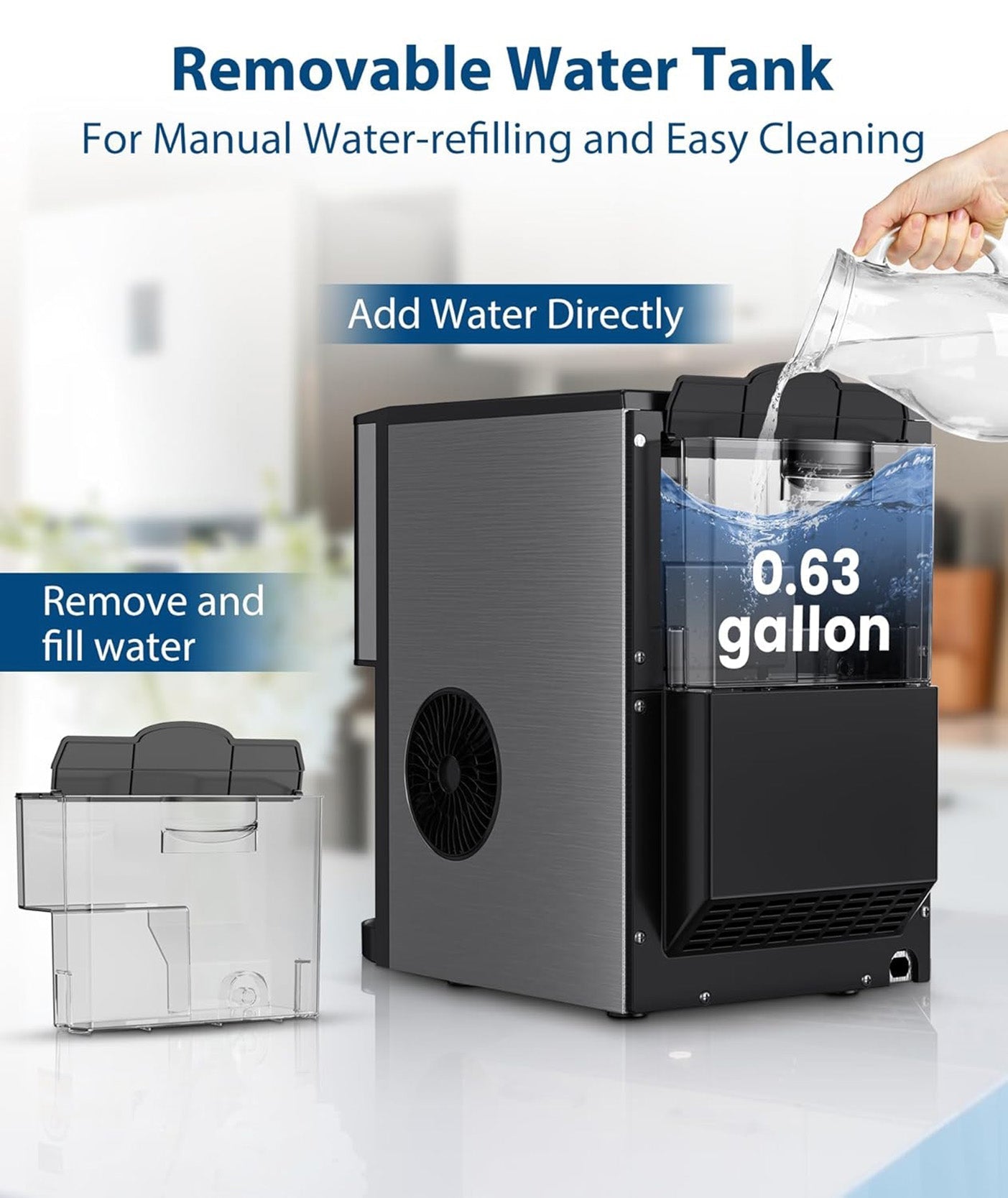 Cowsar 44lbs/24H Nugget Ice Maker Countertop Dispenser